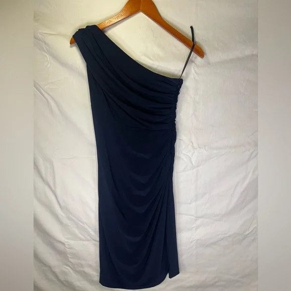 BETSY & ADAM one shoulder navy blue dress - Picture 10 of 16